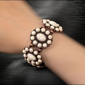 NWOT Elastic Beaded Stone Bracelet.